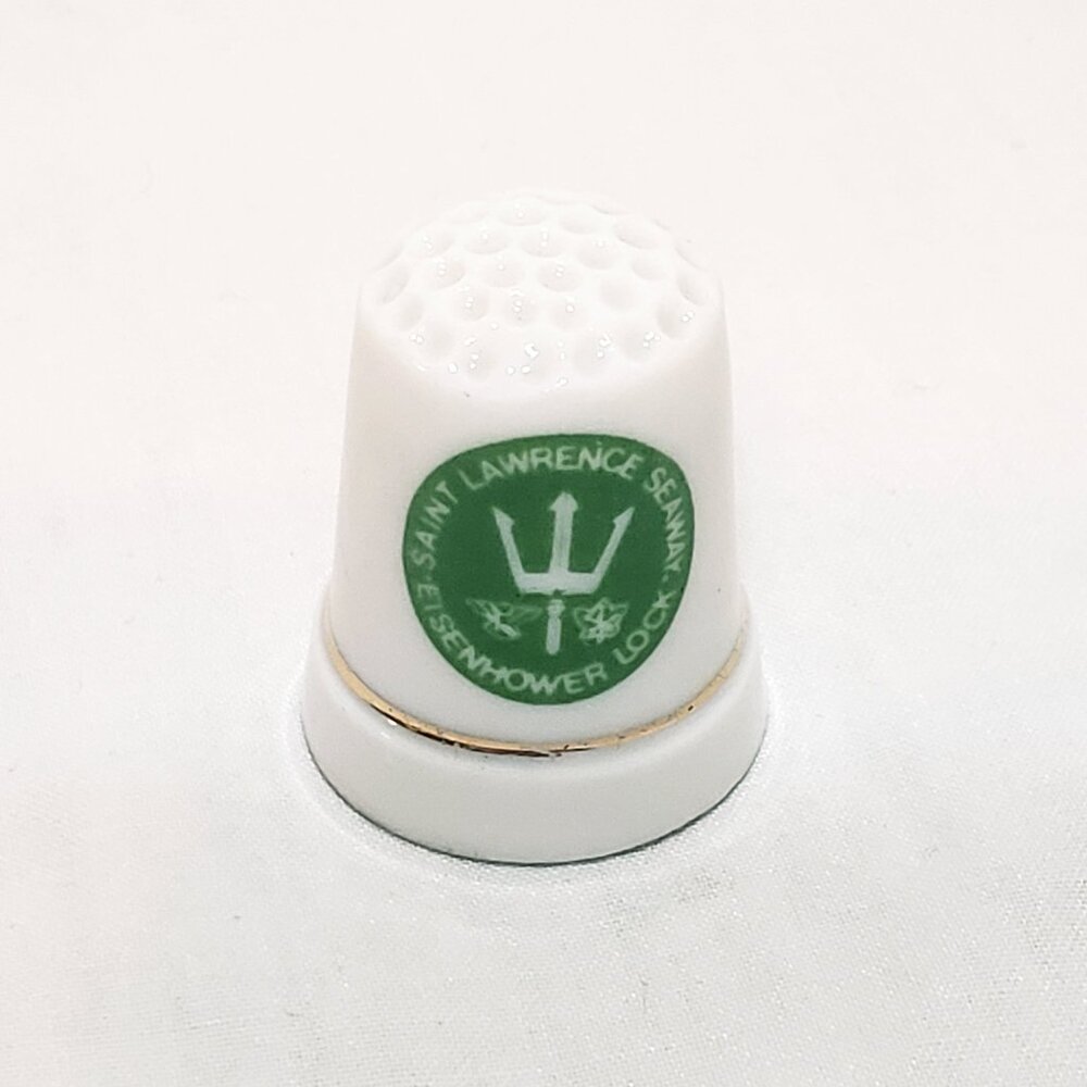 Saint Lawrence Seaway Eisenhower Lock Thimble Souvenir Porcelain Vintage 1" ROC